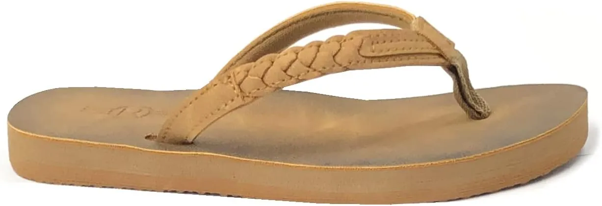 REDVOLUTION Girls Classic Braided Accented Beach Sandals Casual Flip Flop Surfer Girl