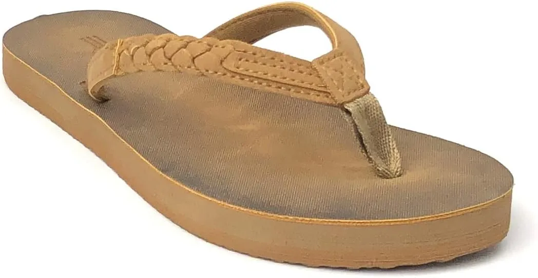 REDVOLUTION Girls Classic Braided Accented Beach Sandals Casual Flip Flop Surfer Girl