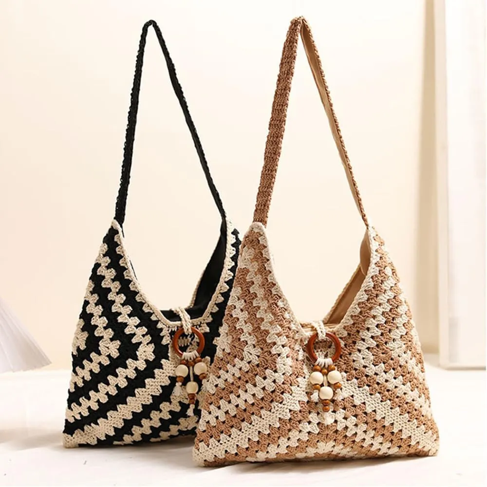 Rejolly Straw Hobo Bag for Women Tote Bag Summer Vacation Beach Handbags Boho Bohemian Style Shoulder Purse