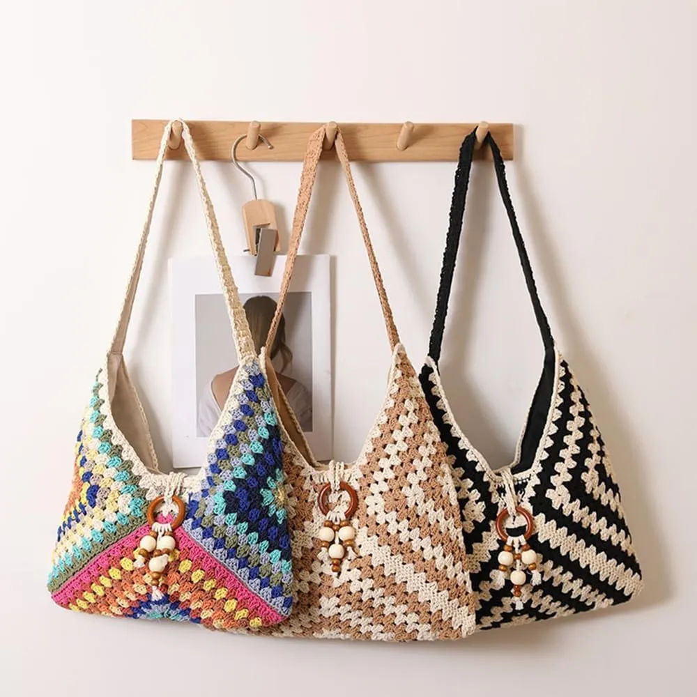 Rejolly Straw Hobo Bag for Women Tote Bag Summer Vacation Beach Handbags Boho Bohemian Style Shoulder Purse