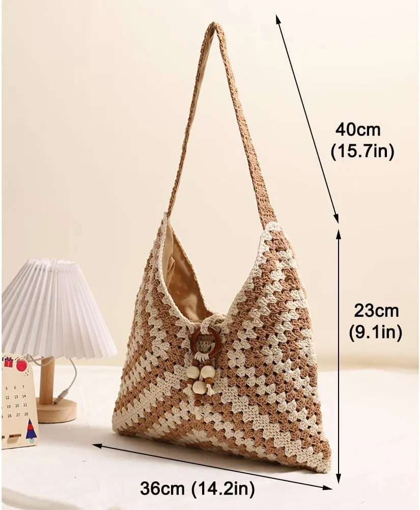 Rejolly Straw Hobo Bag for Women Tote Bag Summer Vacation Beach Handbags Boho Bohemian Style Shoulder Purse