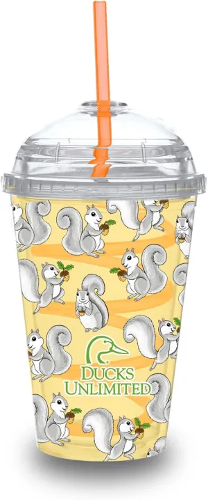 Rico Industries Wildlife Ducks Unlimited 12oz Acrylic Tumbler, Officially Licensed Youth Double Wall Tumbler with Swirly Straw