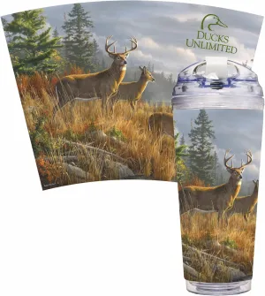 Rico Industries Wildlife Ducks Unlimited at The Crossing 24oz Acrylic Tumbler with Hinged Lid, Officially Licensed Double Wall Tumbler with Straw, Black