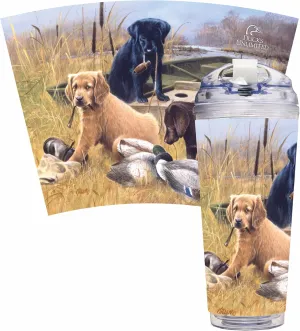 Rico Industries Wildlife Ducks Unlimited Marsh Buddies 24oz Acrylic Tumbler with Hinged Lid, Officially Licensed Double Wall Tumbler with Straw, Black