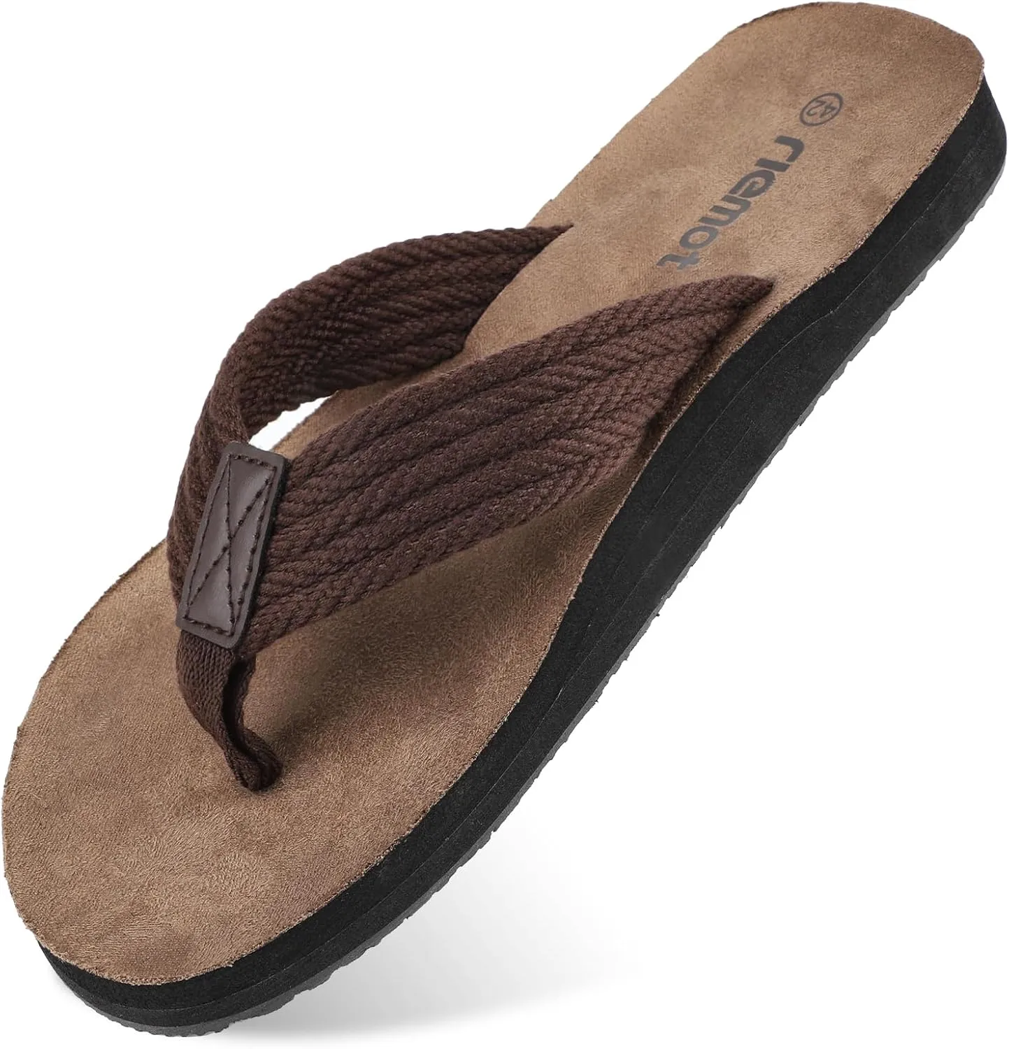 riemot Mens Flip-Flops Arch Support Classical Thongs Sandals Summer Suede 3 Point Beach Flip Flop Comfort Cushioned Slippers for Swimming Pool Home Travel US9/14