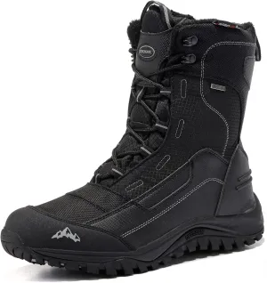 ROCKMARK Men's Winter Snow Boots Outdoor Warm Mid Calf Waterproof Durable Boot Non-Slip Warm Climbing Shoes