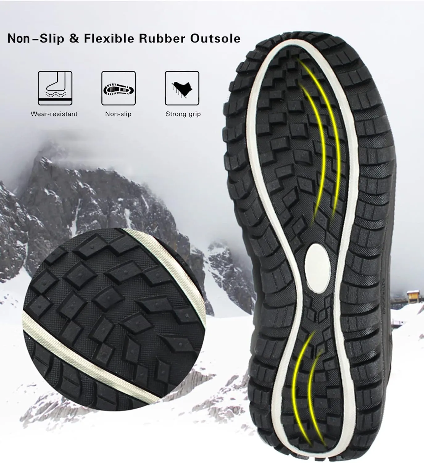 ROCKMARK Men's Winter Snow Boots Outdoor Warm Mid Calf Waterproof Durable Boot Non-Slip Warm Climbing Shoes