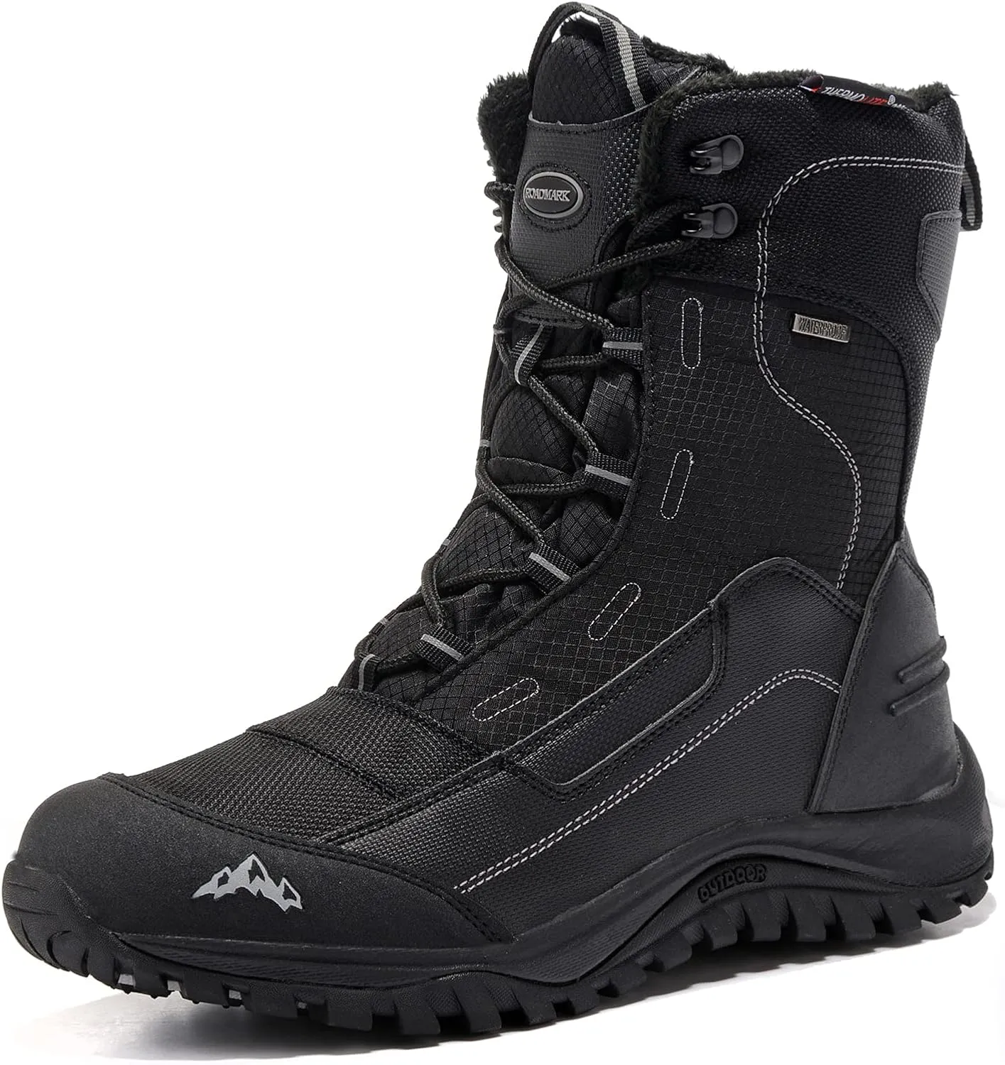 ROCKMARK Men's Winter Snow Boots Outdoor Warm Mid Calf Waterproof Durable Boot Non-Slip Warm Climbing Shoes