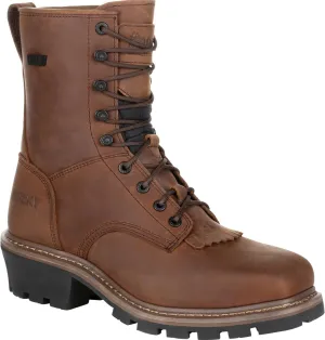 ROCKY Square Toe Logger Waterproof Work Boot, Dark Brown, Size 11(M)