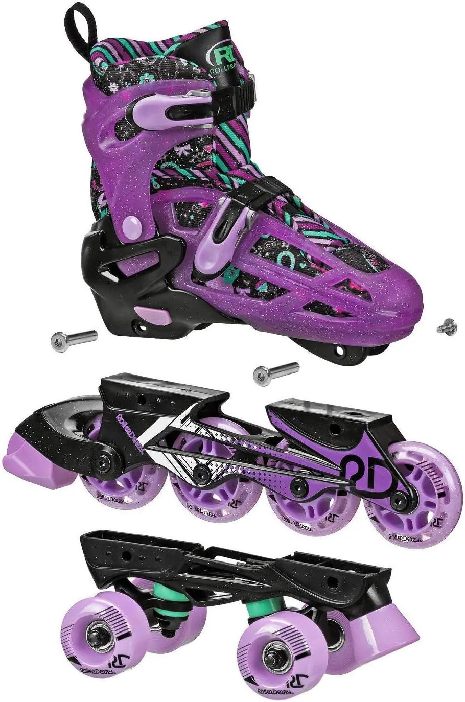 Roller Derby Falcon 2-in-1 Combo Quad and Inline Skates for Kids, Adjustable Sizing