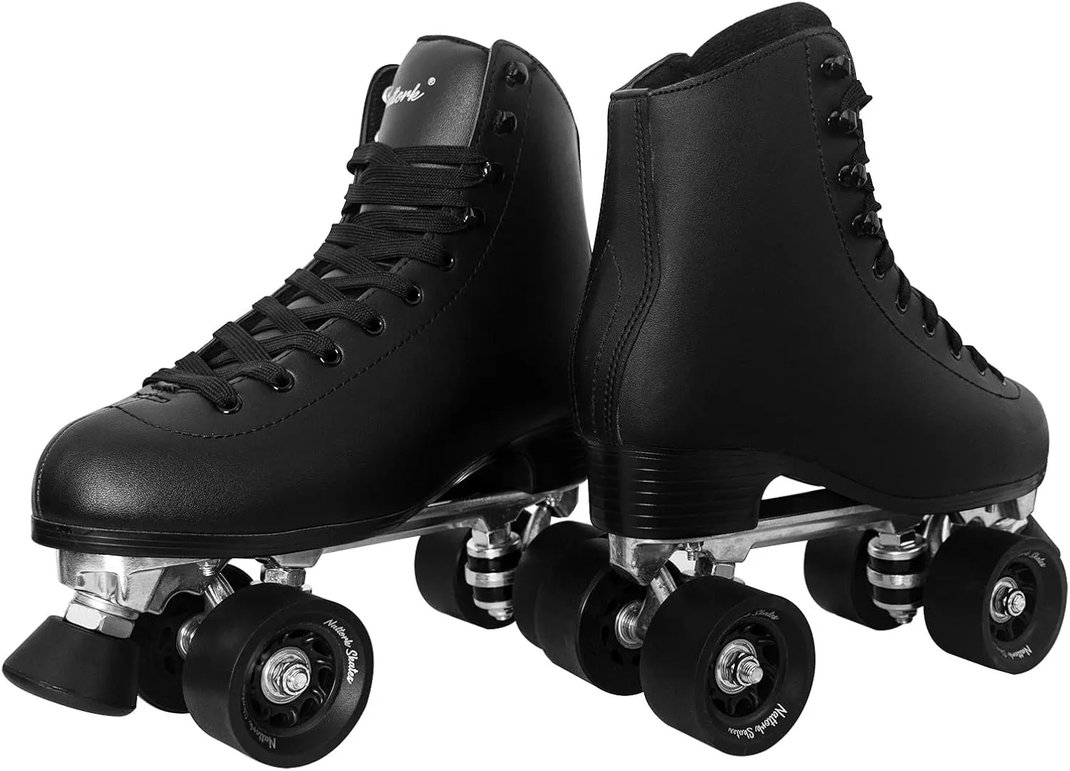 Roller Skates for Women with PU Leather High-top Double Row Rollerskates, Unisex-Adult Indoor Outdoor Derby Skate with Adjustable Fast Braking for Beginner