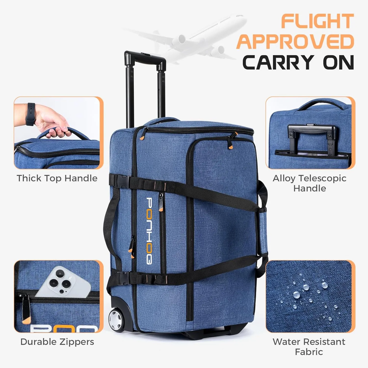 Rolling Duffle Bag With Wheels - 60L Large Wheeled Travel Duffel Bag with Shoe Compartment Water Resistant Duffle Bag for Traveling GYM Overnight Trip Weekender