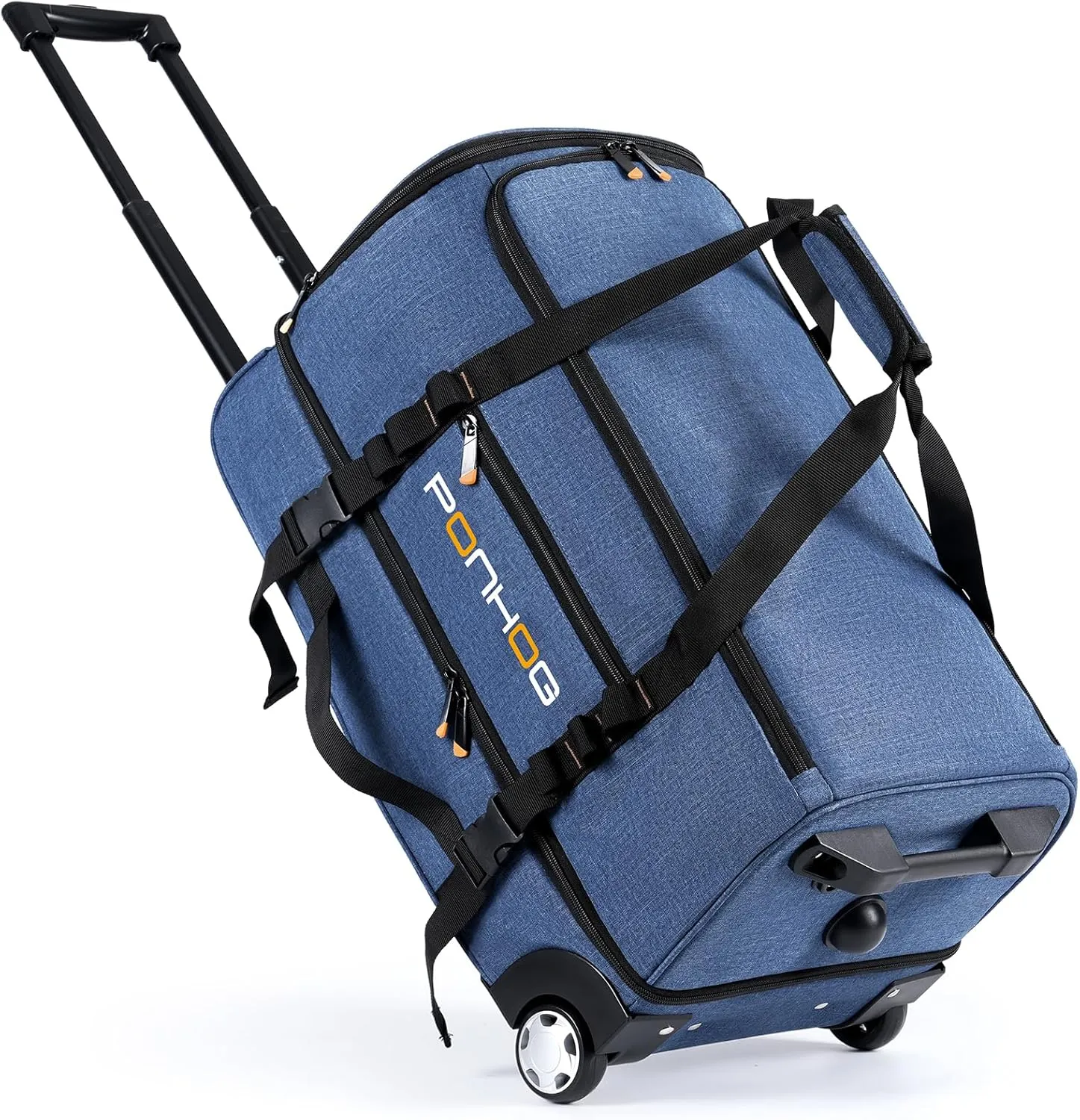 Rolling Duffle Bag With Wheels - 60L Large Wheeled Travel Duffel Bag with Shoe Compartment Water Resistant Duffle Bag for Traveling GYM Overnight Trip Weekender