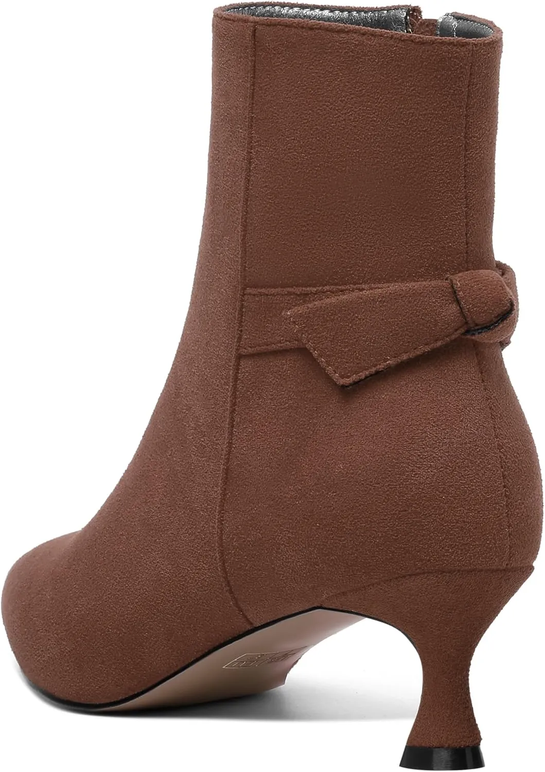 ROSERWISH Womens Dress Wedding Fluff Zip Pointed Toe Suede Bow Kitten Low Heel Ankle High Boots 2 Inch
