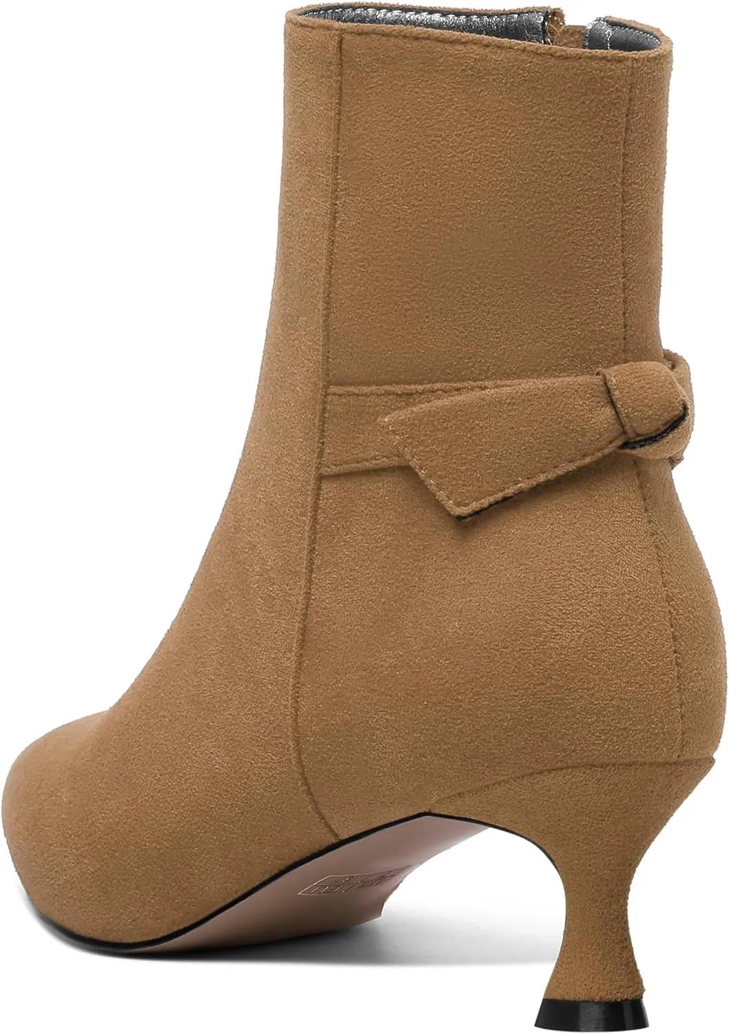 ROSERWISH Womens Dress Wedding Fluff Zip Pointed Toe Suede Bow Kitten Low Heel Ankle High Boots 2 Inch