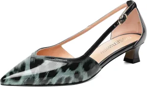 ROSERWISH Womens Fashion Buckle Wedding Party Pointed Toe Patent Kitten Low Heel Pumps Dress Shoes 1.5 Inch