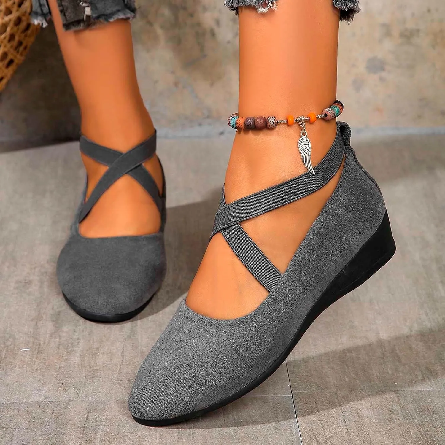 Round Toe Women Flat Shoes Slip On Girls Dress Black Ballet Flats Comfortable Lightweight Walking and Driving Shoes Ladies Elegant Flat Footwear Flexible for Comfort