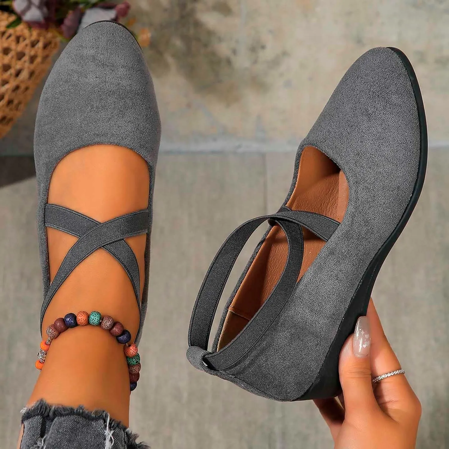 Round Toe Women Flat Shoes Slip On Girls Dress Black Ballet Flats Comfortable Lightweight Walking and Driving Shoes Ladies Elegant Flat Footwear Flexible for Comfort