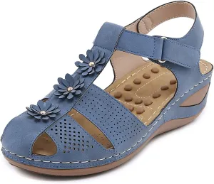 Ruiatoo Wedge Sandals for Women Closed Toe Comfortable with Massage Function Outdoor Platform Sandals