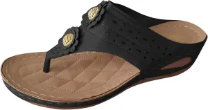 Sandals With Arch Support for Women Splicing Ruffle Flower Hollow Out Flip Flops Comfy Lightweight Casual Shoes