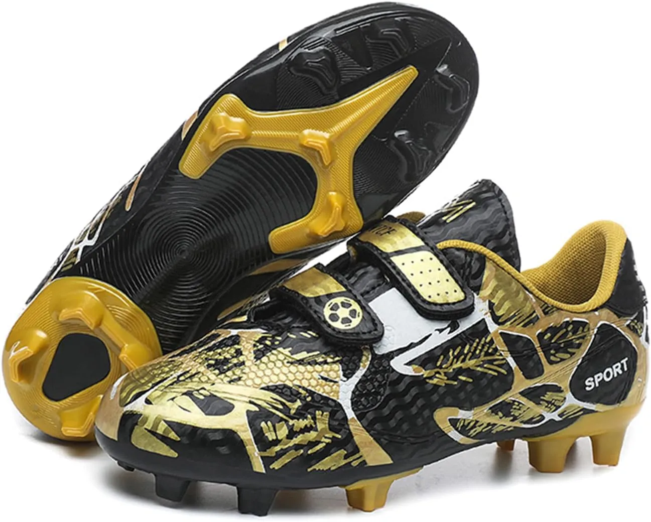 SANEARDE Boys Fashion Soccer Cleats Outdoor/Indoor Athletic Youth Flexible Football Shoes Ground Training Sneakers Lightweight Comfortable Little Kids/Big Kids