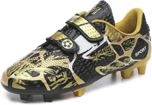 SANEARDE Boys Fashion Soccer Cleats Outdoor/Indoor Athletic Youth Flexible Football Shoes Ground Training Sneakers Lightweight Comfortable Little Kids/Big Kids