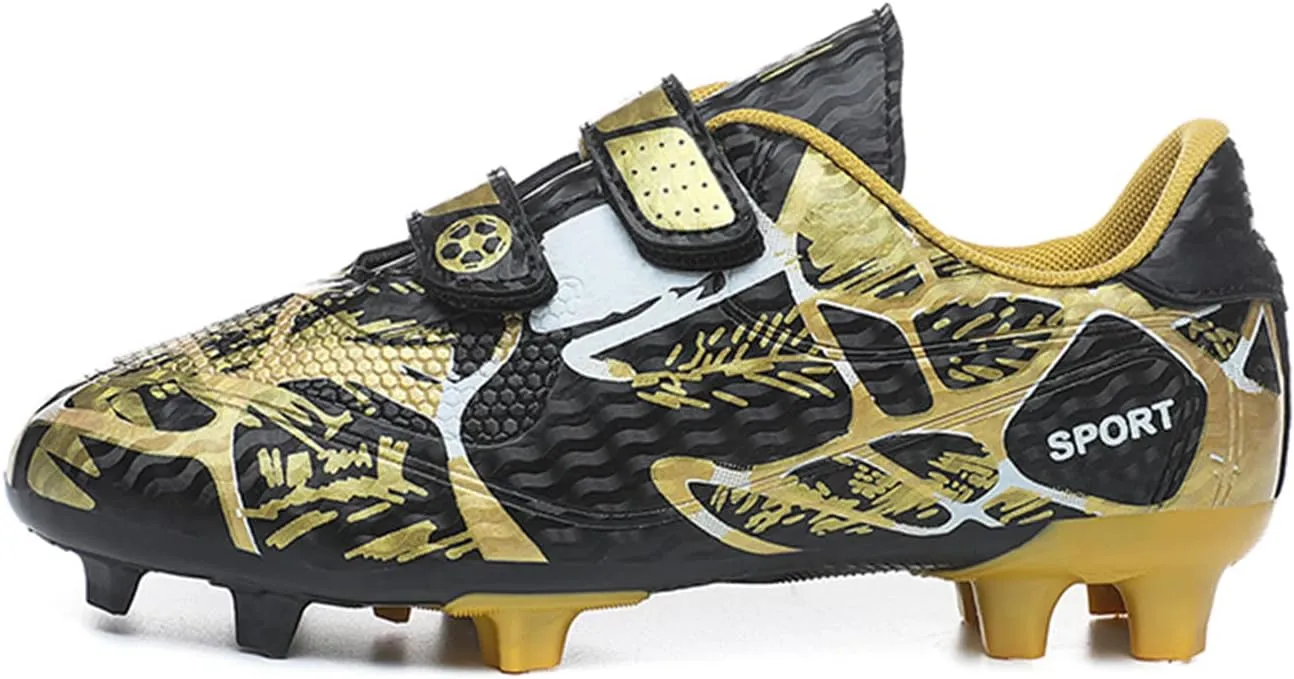 SANEARDE Boys Fashion Soccer Cleats Outdoor/Indoor Athletic Youth Flexible Football Shoes Ground Training Sneakers Lightweight Comfortable Little Kids/Big Kids