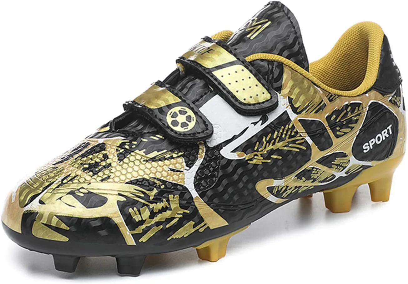 SANEARDE Boys Fashion Soccer Cleats Outdoor/Indoor Athletic Youth Flexible Football Shoes Ground Training Sneakers Lightweight Comfortable Little Kids/Big Kids