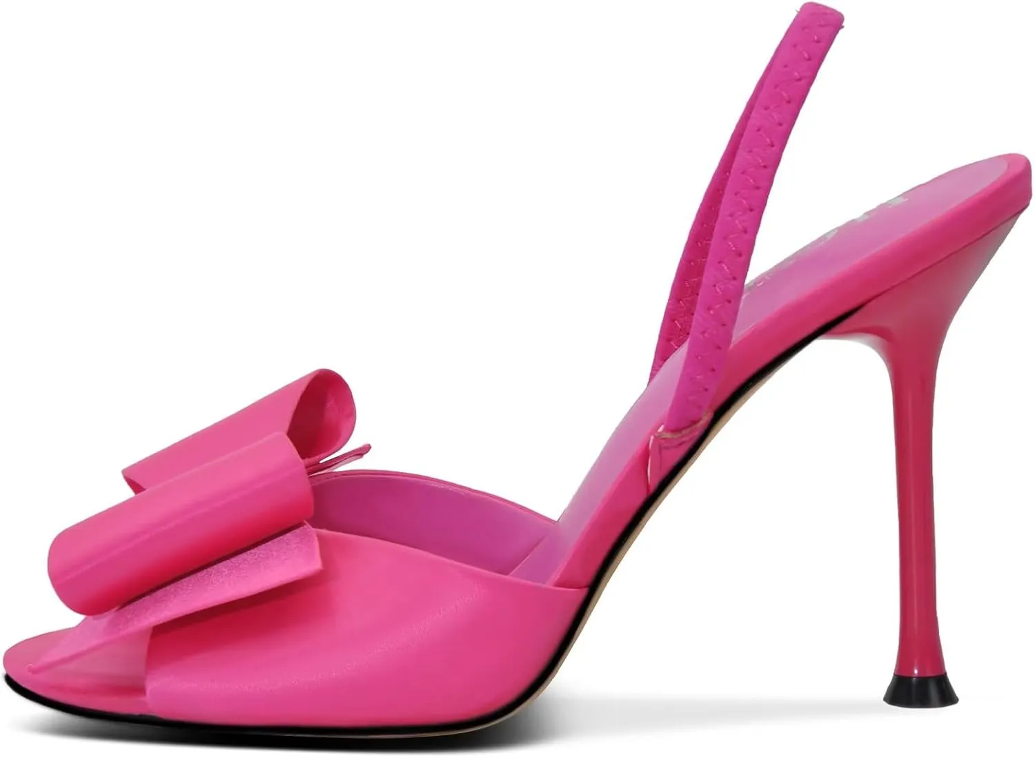 Satin High Heels Slingback Open Toe Mules Sandals Bow Stiletto Sexy Heels Comfortable Wedding Party Shoes