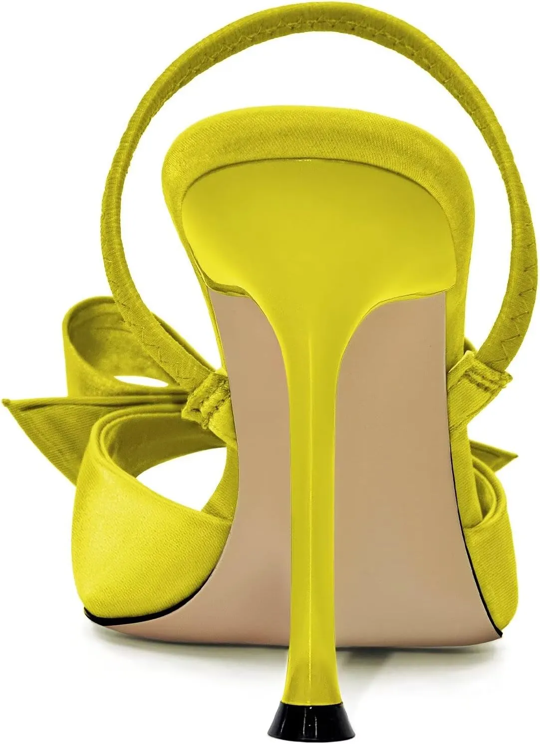 Satin High Heels Slingback Open Toe Mules Sandals Bow Stiletto Sexy Heels Comfortable Wedding Party Shoes
