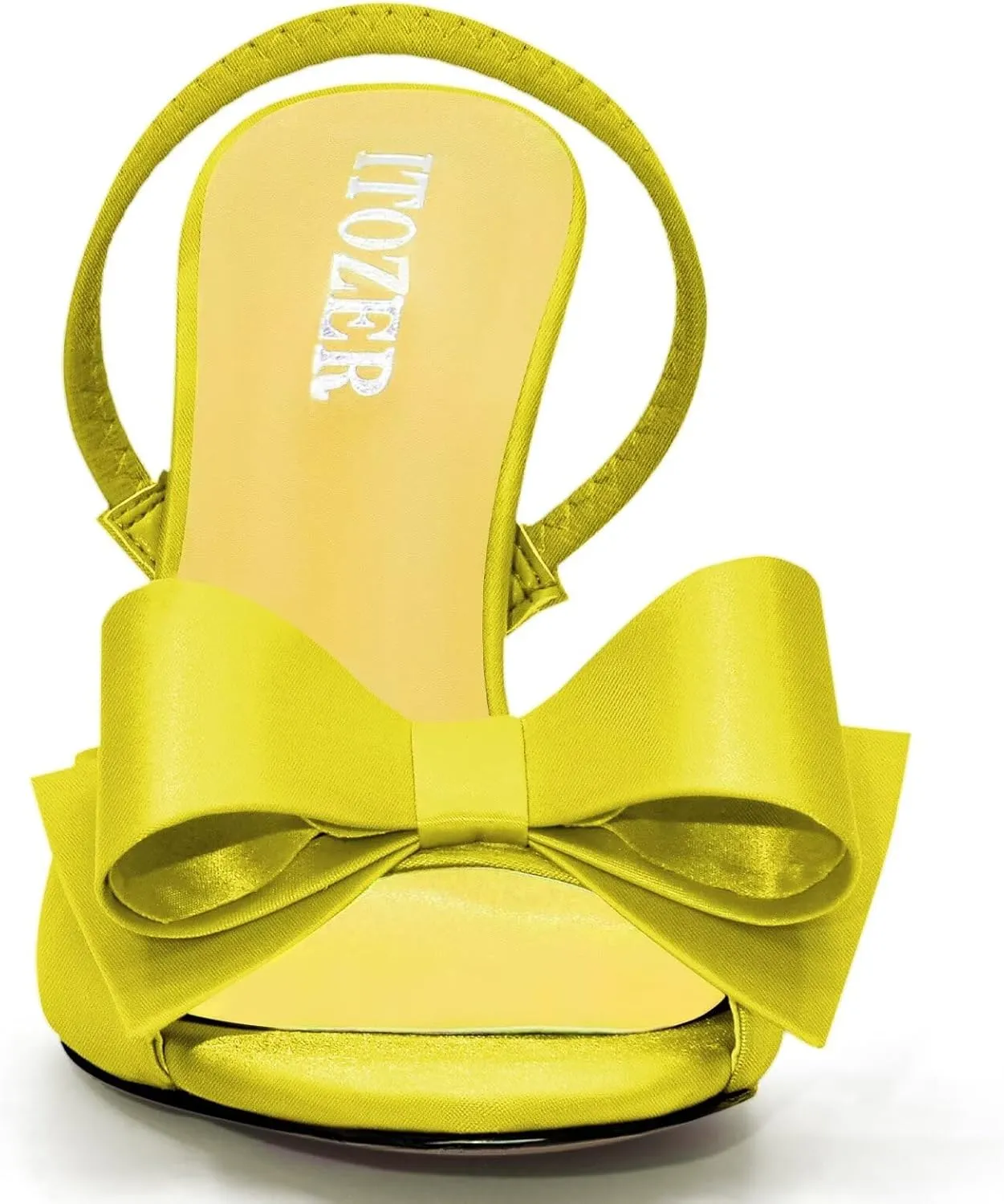 Satin High Heels Slingback Open Toe Mules Sandals Bow Stiletto Sexy Heels Comfortable Wedding Party Shoes