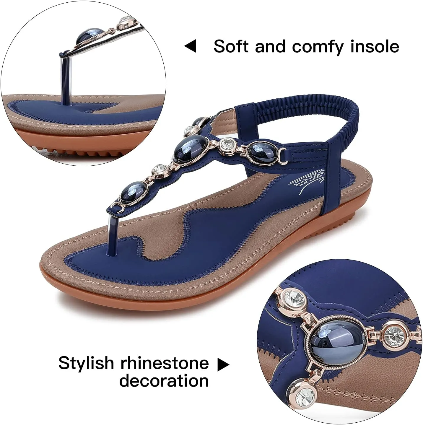 SHIBEVER Flat Sandals for Women Dressy: Summer Comfortable Dress Thong Flats Sandal