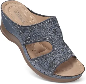 SHIBEVER Wedge Sandals For Women Dressy: Comfortable Summer - Slip On Womens Sandal