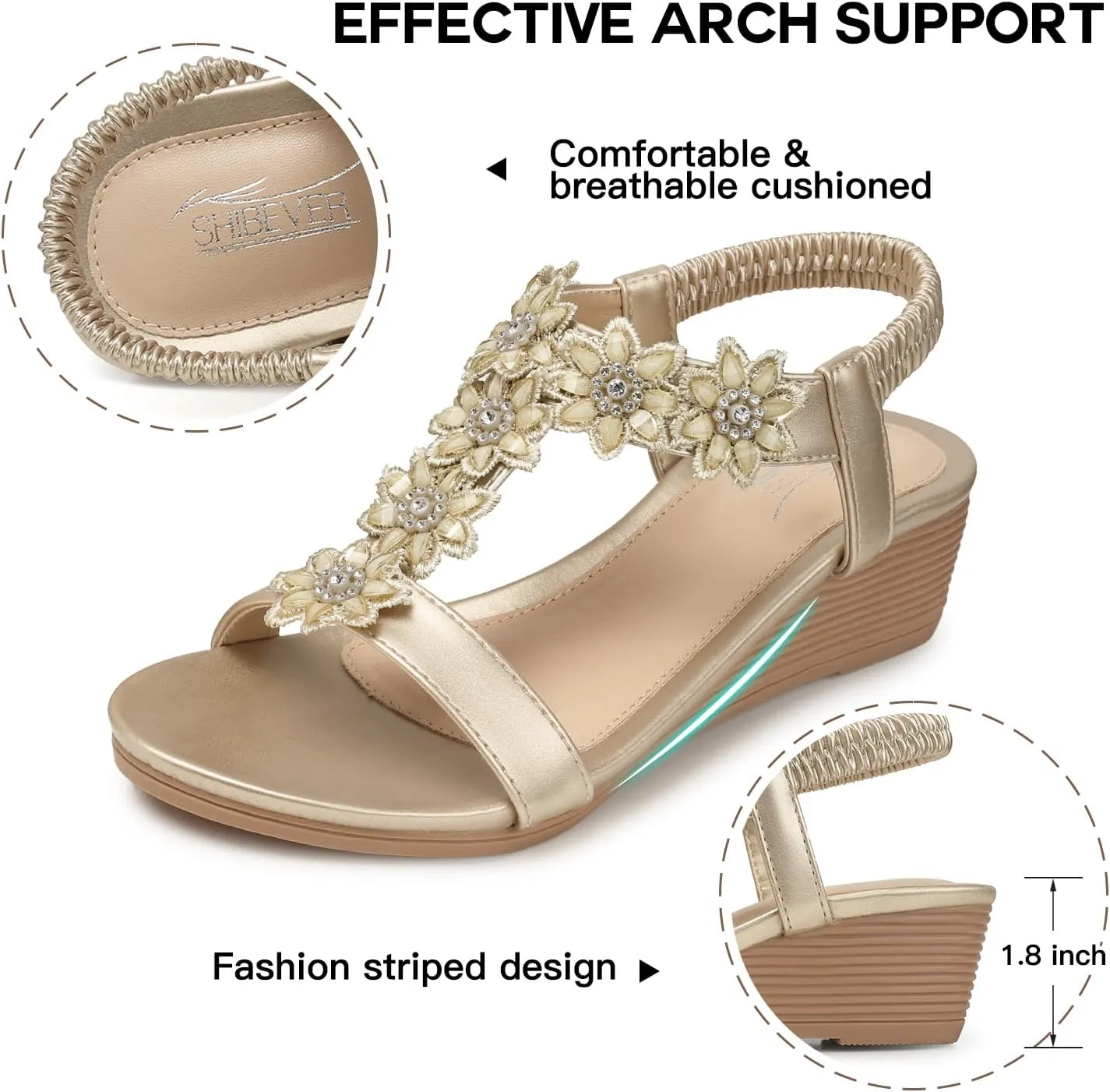 SHIBEVER Wedge Sandals for Women Dressy: Summer Platform Comfortable Low Wedges Womens Sandal