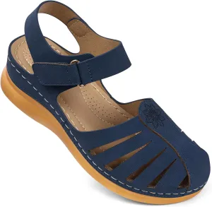 SHIBEVER Women Comfortable Flat Sandals: Dressy Summer Sandal - Closed Toe Fisherman Sandals