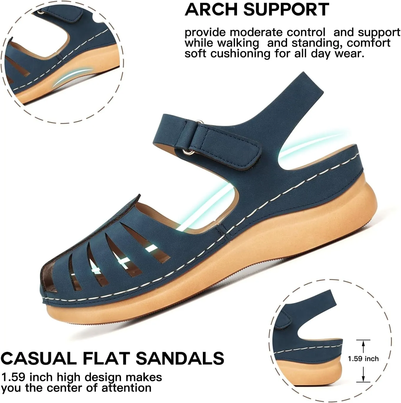 SHIBEVER Women Comfortable Flat Sandals: Dressy Summer Sandal - Closed Toe Fisherman Sandals