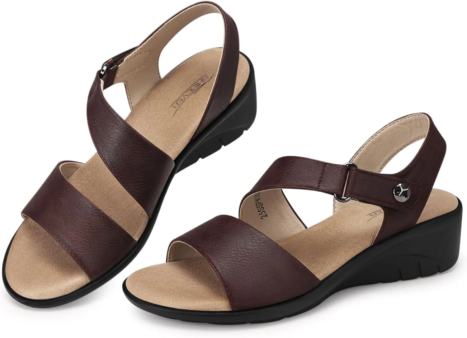 SHIBEVER Women's Low Wedge Heel Sandals Dressy Summer Ankle Strap Sandals Open Toe Comfortable Causal Platform Shoes