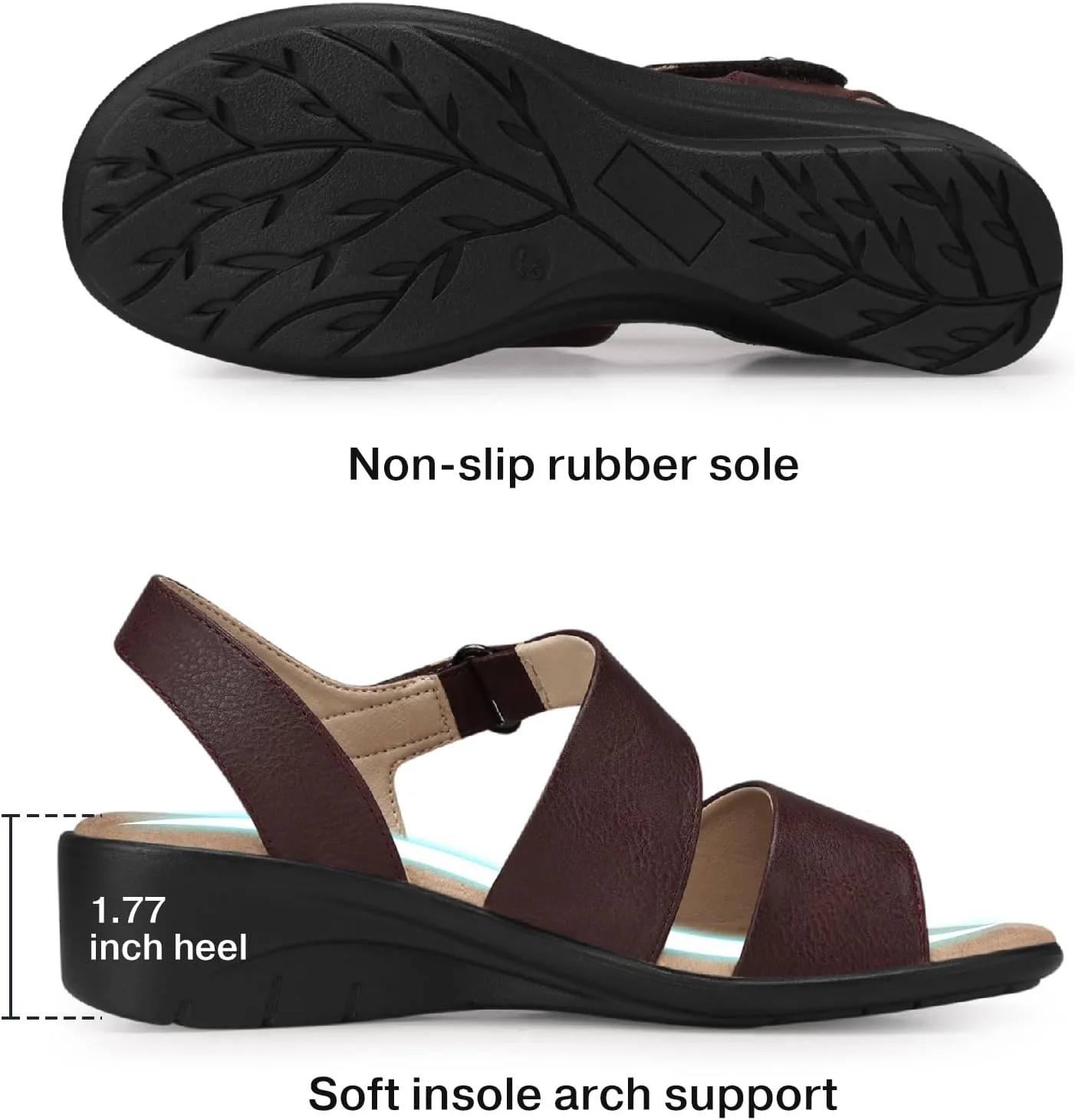 SHIBEVER Women's Low Wedge Heel Sandals Dressy Summer Ankle Strap Sandals Open Toe Comfortable Causal Platform Shoes