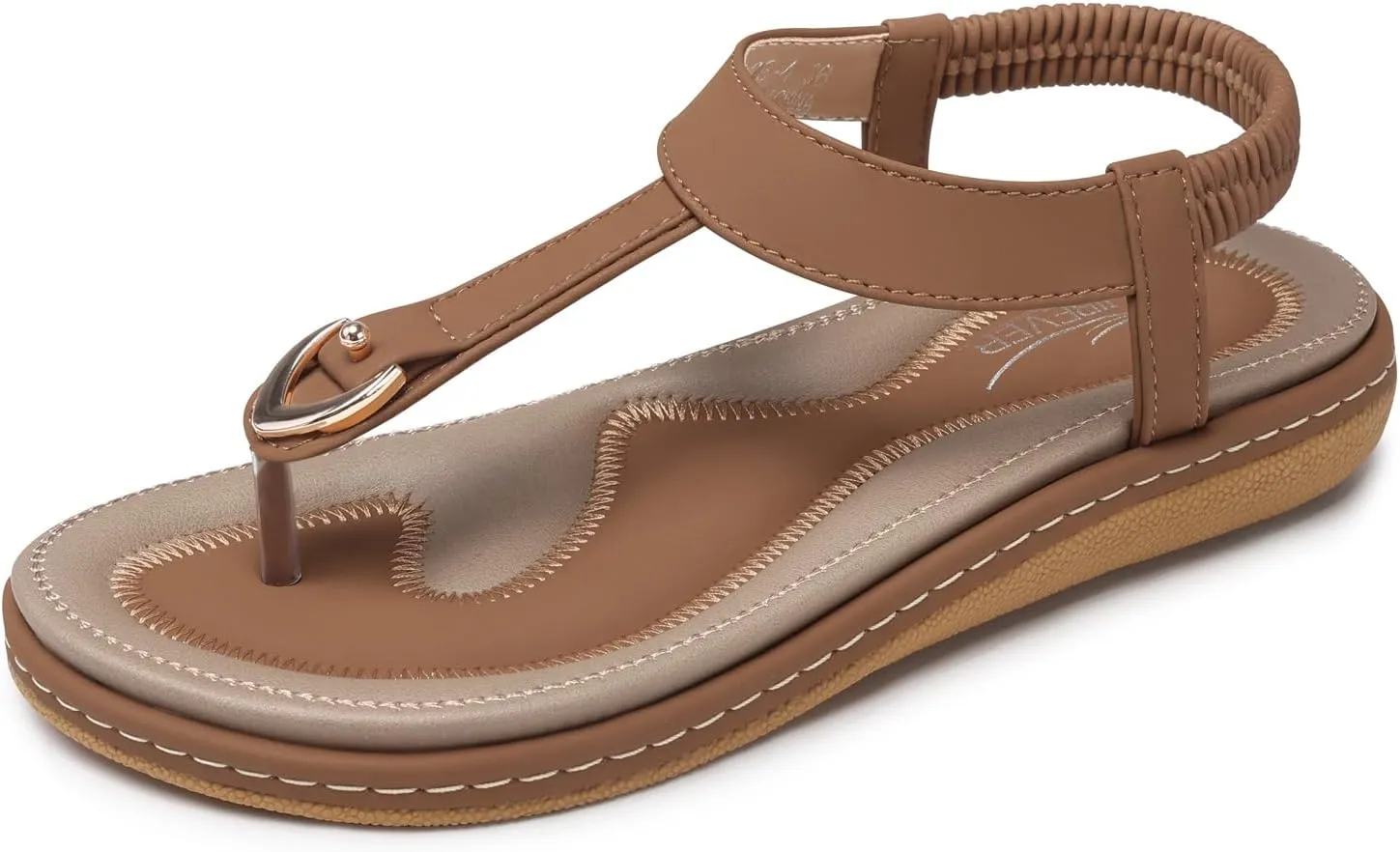 SHIBEVER Womens Sandals Summer Flat: Dressy Casual T-Strap Flip Flop Thong Flats Sandals - Comfortable Walking