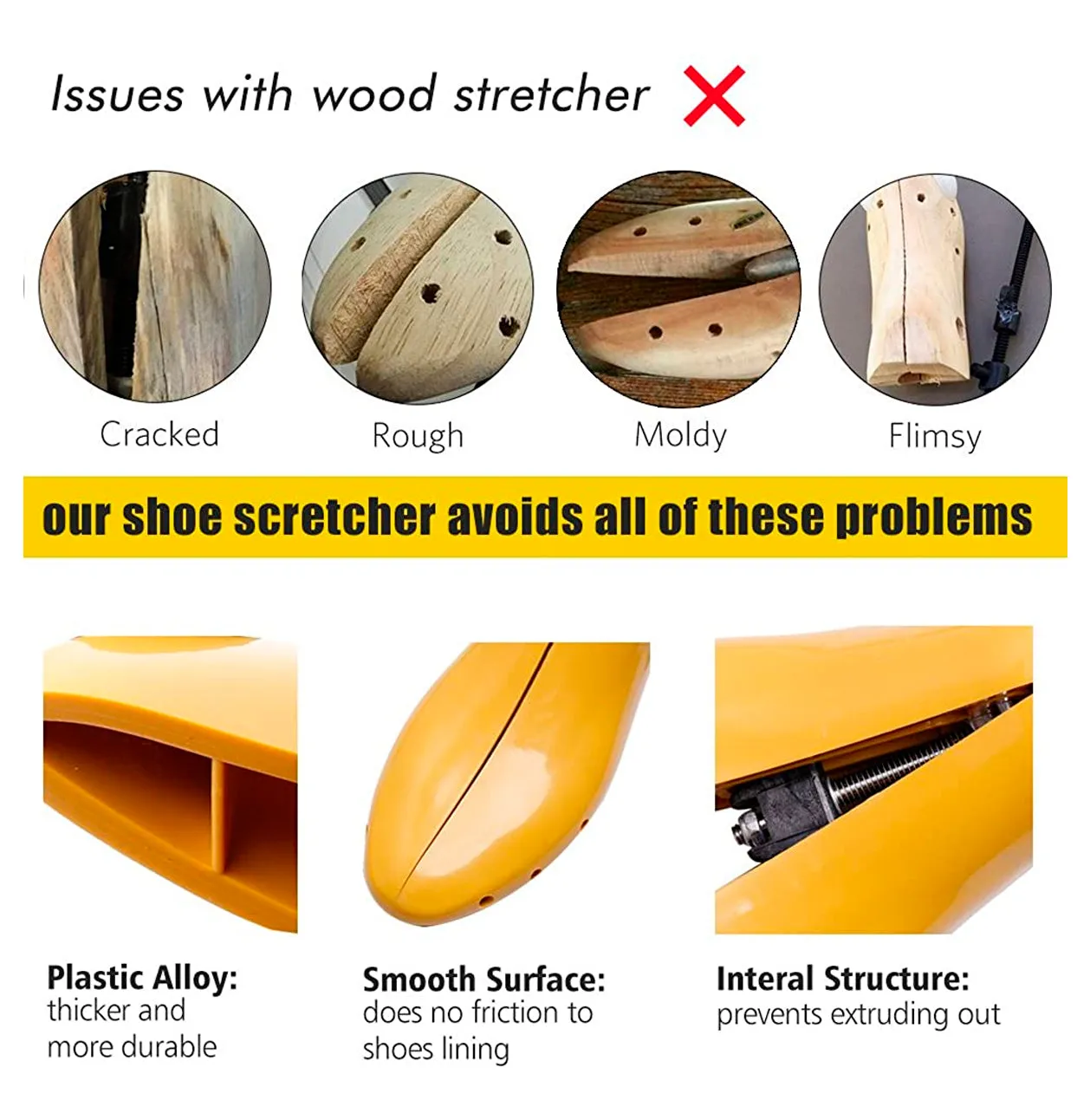 Shoe Stretcher 4-way Shoe Tree Widener Expanders Stretch Length Width Height Color Yellow
