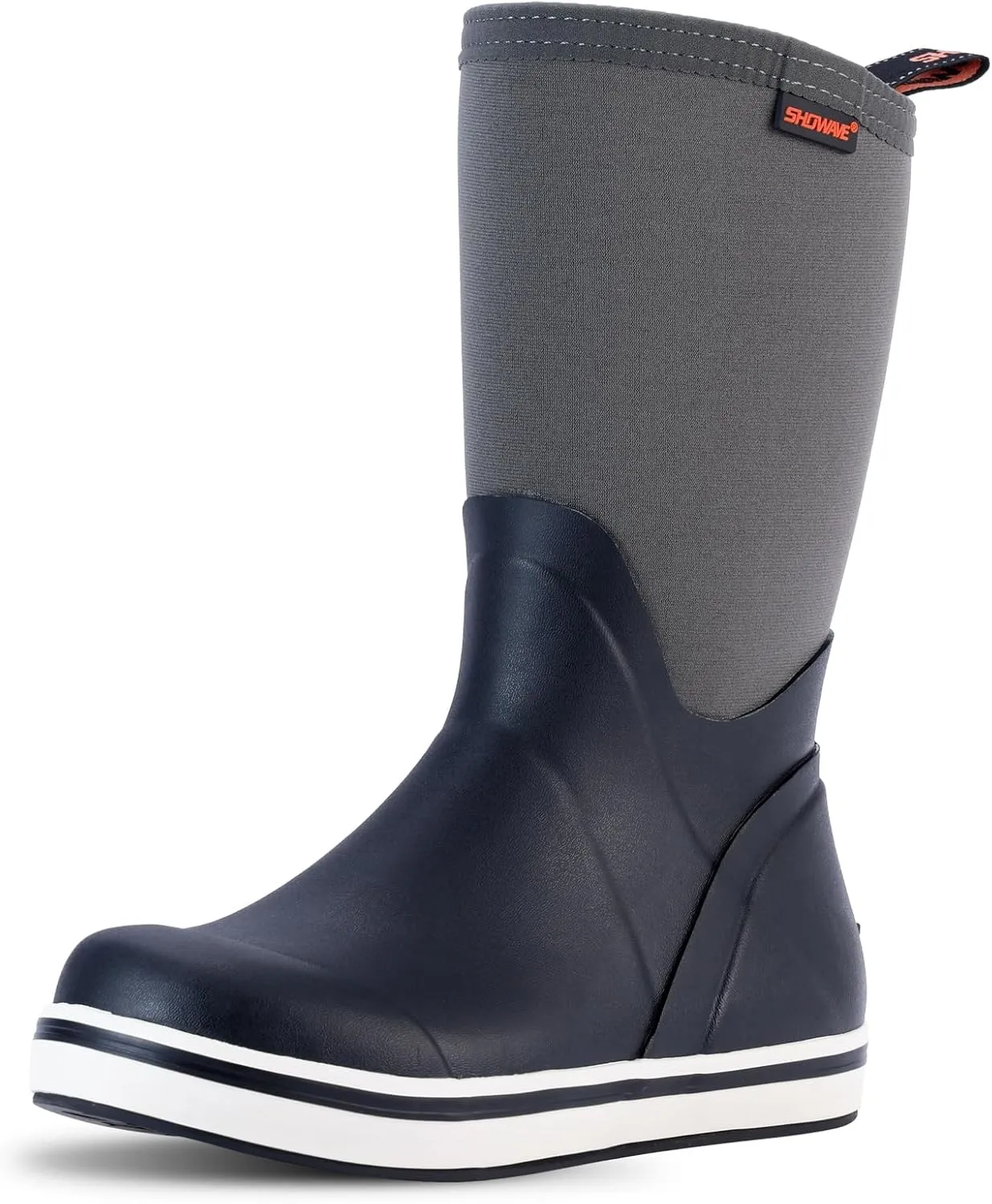 Showave Kid's Mid Calf Deck Boots Boys Girls Waterproof Insulated Rubber Rain Boots Durable Mud Boots for Cold Day