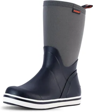 Showave Kid's Mid Calf Deck Boots Boys Girls Waterproof Insulated Rubber Rain Boots Durable Mud Boots for Cold Day