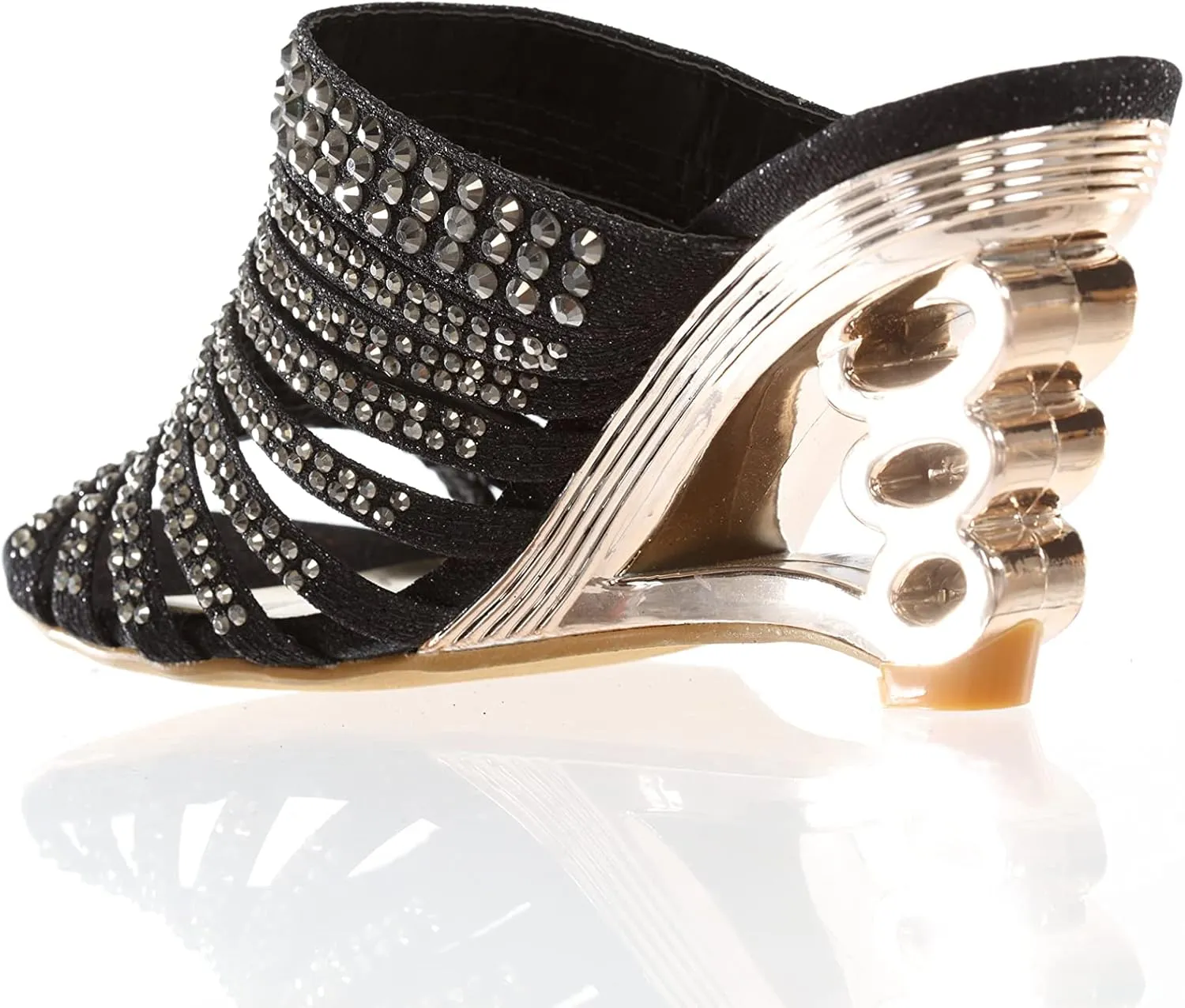 SIMPLY COUTURE Women's Strappy Rhinestone Slide Dress Sandal