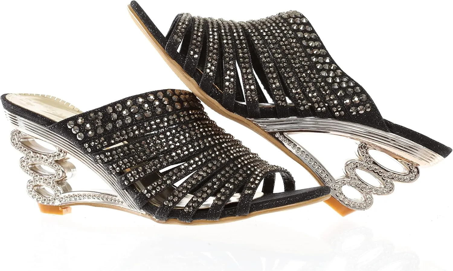 SIMPLY COUTURE Women's Strappy Rhinestone Slide Dress Sandal