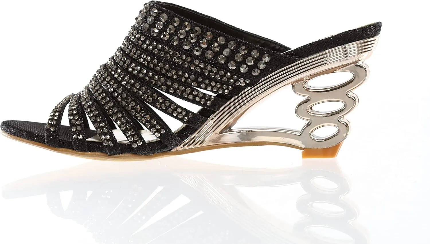 SIMPLY COUTURE Women's Strappy Rhinestone Slide Dress Sandal