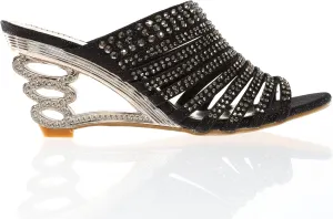 SIMPLY COUTURE Women's Strappy Rhinestone Slide Dress Sandal