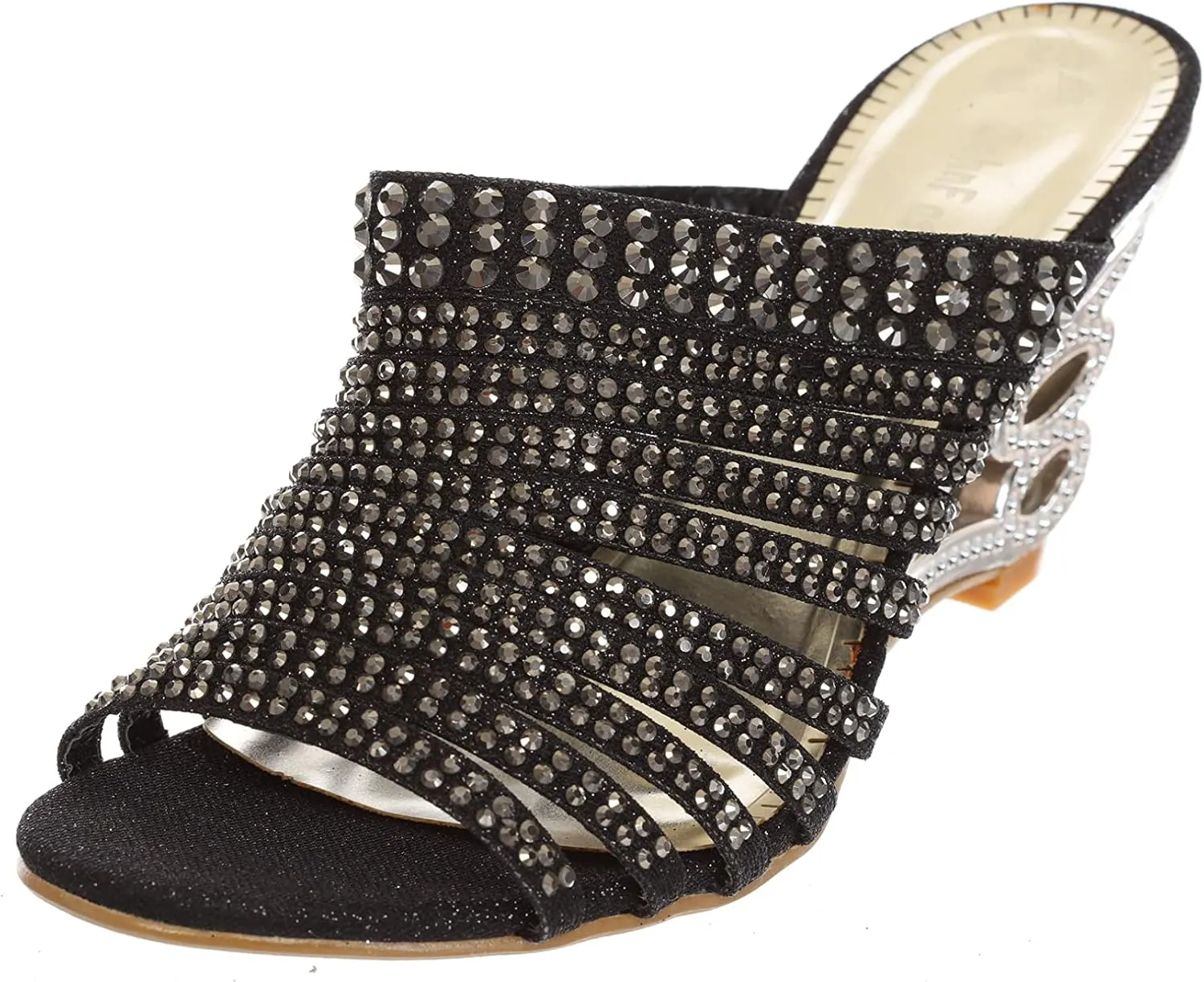 SIMPLY COUTURE Women's Strappy Rhinestone Slide Dress Sandal