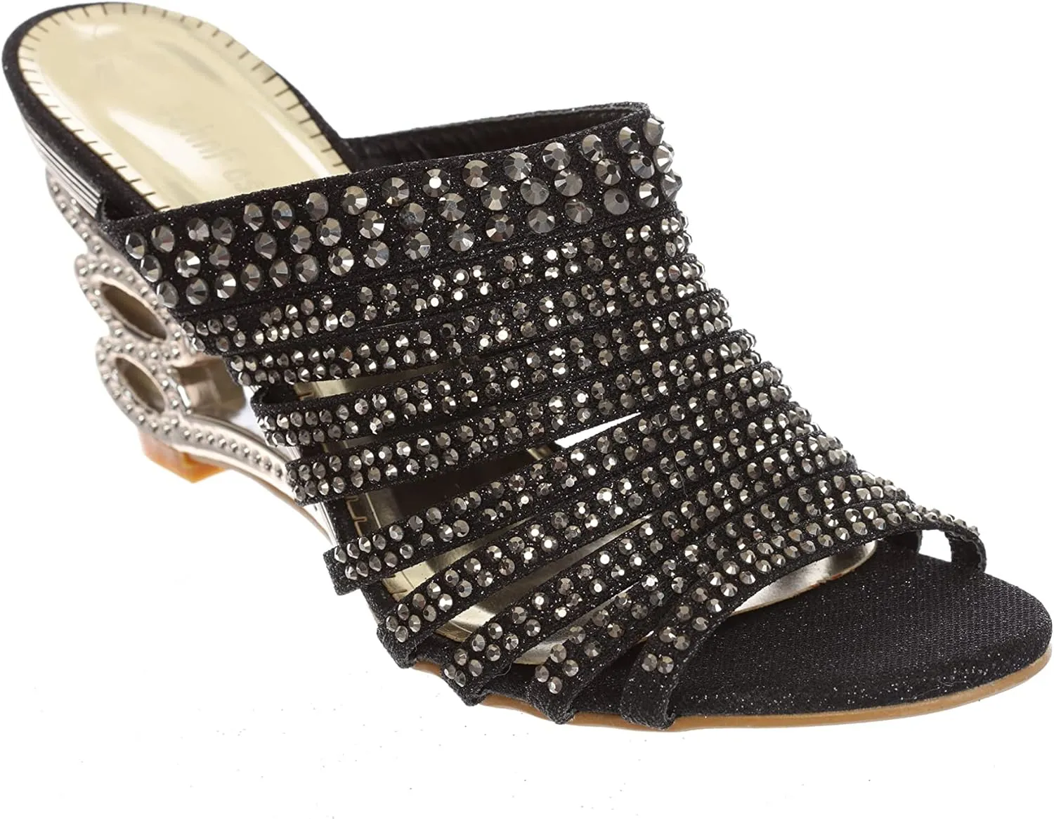 SIMPLY COUTURE Women's Strappy Rhinestone Slide Dress Sandal