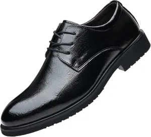Single Season Shoes Dress Oxford for Men Lace Up Round Burnished Toe Derby Shoes Vegan Leather Rubber Sole Non Slip Resistant Prom Very Popular Among Young People