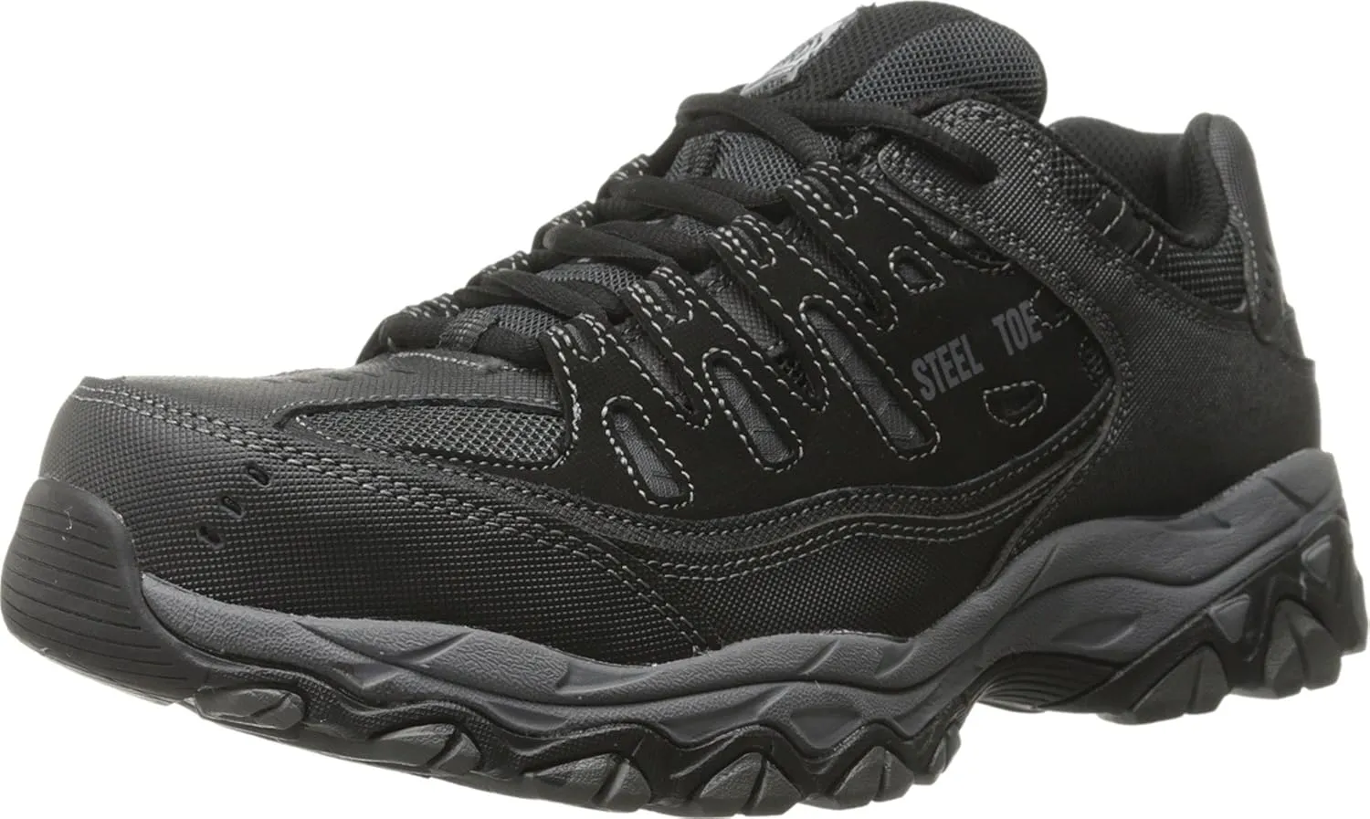 Skechers Men's Cankton Steel Toe Construction Shoe – Electrical Hazard Rated, Memory Foam, Black/Charcoal, 10.5 Wide